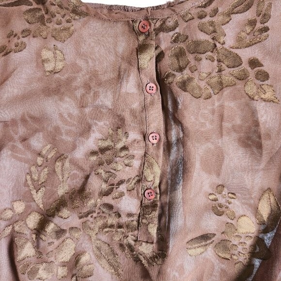 Jennifer and Grace brown 3/4 sleeve sheer top sz M - Picture 7 of 11